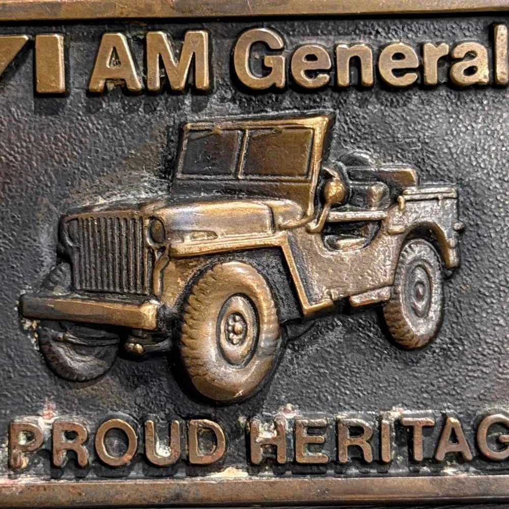 Vintage‎ 1978 AM General Jeep Belt Buckle Solid Brass BTS Made in USA Heritage